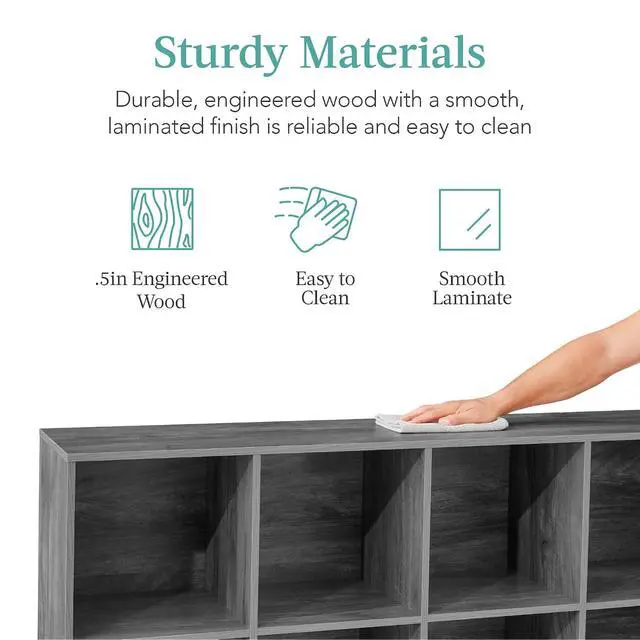 Alt view image 6 of 7 - Best Choice Products 8-Cube Storage Organizer, 13.5in Shelf Opening, Bookcase, Display Shelf, Customizable w/ 2 Removable Back Panels Dark Gray