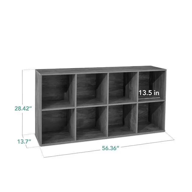 Alt view image 2 of 7 - Best Choice Products 8-Cube Storage Organizer, 13.5in Shelf Opening, Bookcase, Display Shelf, Customizable w/ 2 Removable Back Panels Dark Gray