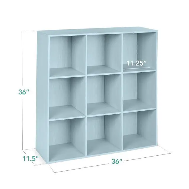 Alt view image 2 of 7 - Best Choice Products Kids Bookcase 9-Cube Storage Organizer, 11in Shelf Opening, Bookshelf, Toy Storage, Customizable w/ 3 Removable Back Panels Light Blue