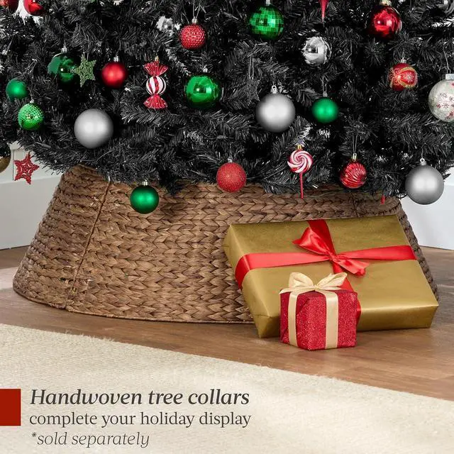 Alt view image 7 of 7 - Artificial Christmas Tree, 6ft Premium Unlit Realistic Spruce Holiday Décor w/Dense Branches, Metal Base Black Spruce