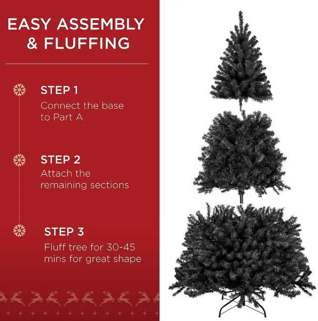 Alt view image 5 of 7 - Artificial Christmas Tree, 6ft Premium Unlit Realistic Spruce Holiday Décor w/Dense Branches, Metal Base Black Spruce