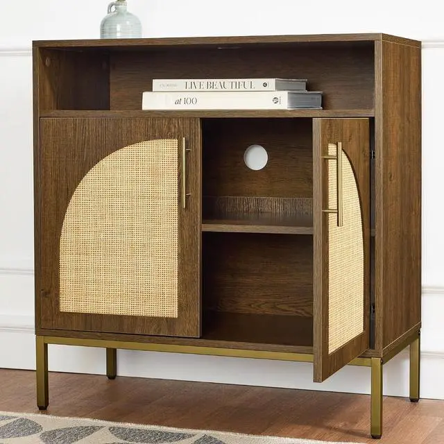 Alt view image 5 of 7 - Rattan Sideboard Buffet Cabinet, Entryway Table, Accent Storage Cabinet, Console Table for Hallway, Living Room, Dining Room - Brown