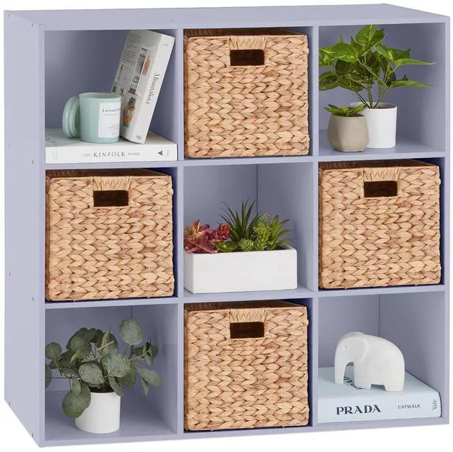 Main image of Best Choice Products Kids Bookcase 9-Cube Storage Organizer, 11in Shelf Opening, Bookshelf, Toy Storage, Customizable w/ 3 Removable Back Panels Lavender