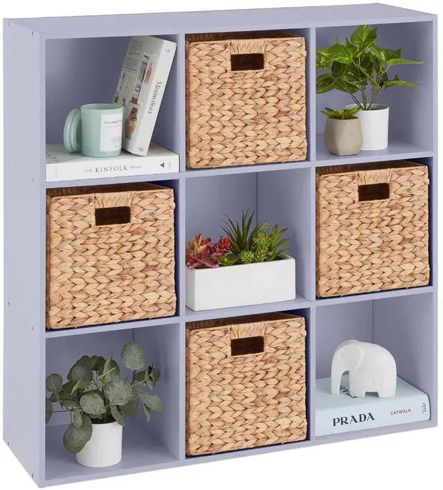 Main image of Best Choice Products Kids Bookcase 9-Cube Storage Organizer, 13.5in Shelf Opening, Bookshelf, Toy Storage, Customizable w/ 3 Removable Back Panels Lavender