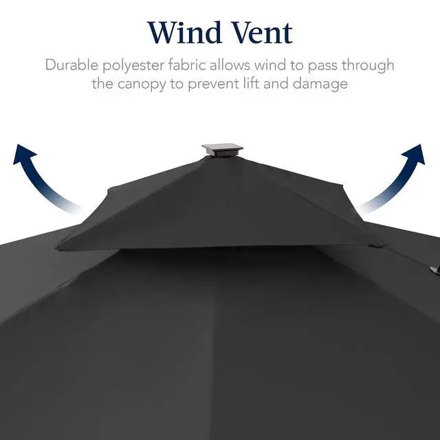 Alt view image 7 of 7 - 12x12ft LED Cantilever Patio Umbrella w/Base Included & 360° Rotation, Large Solar Offset Hanging Outdoor Sun Shade for Deck, Backyard Table w/Stand & Lights Gray