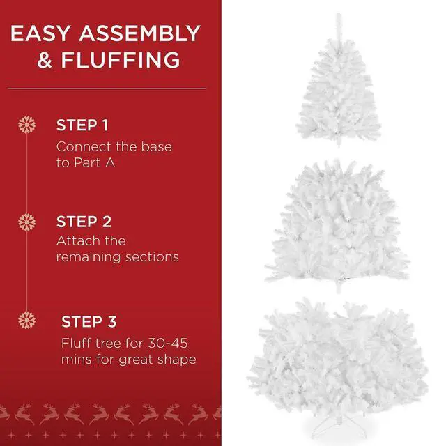 Alt view image 5 of 7 - Artificial Christmas Tree, 7.5ft Premium Unlit Realistic Spruce Holiday Décor w/Dense Branches, Metal Base White Spruce
