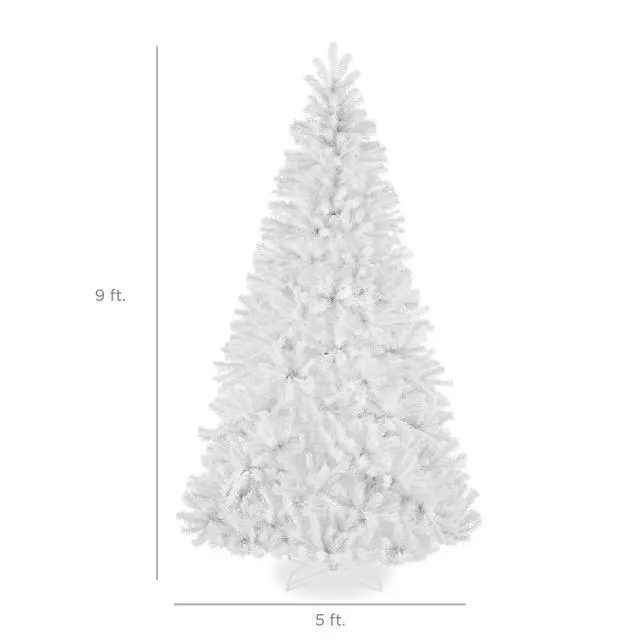 Alt view image 2 of 7 - Artificial Christmas Tree, 9ft Premium Unlit Realistic Spruce Holiday Décor w/Dense Branches, Metal Base White Spruce