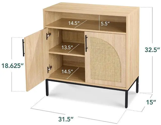 Alt view image 3 of 7 - Rattan Sideboard Buffet Cabinet, Entryway Table, Accent Storage Cabinet, Console Table for Hallway, Living Room, Dining Room - Natural