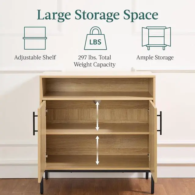 Alt view image 6 of 7 - Rattan Sideboard Buffet Cabinet, Entryway Table, Accent Storage Cabinet, Console Table for Hallway, Living Room, Dining Room - Natural