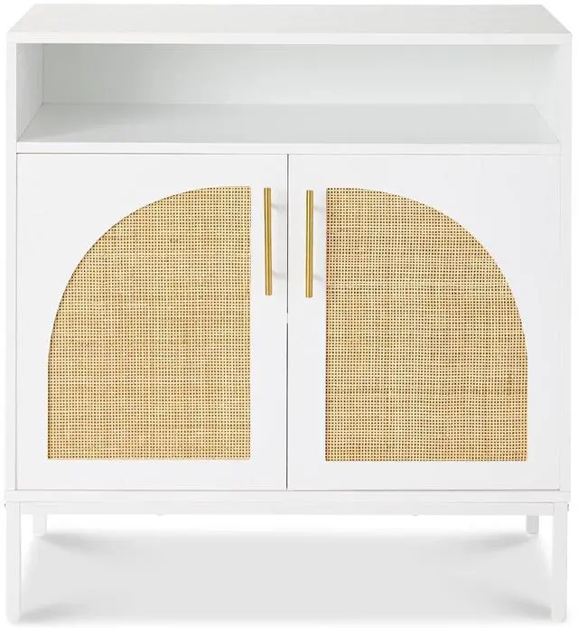 Main image of Rattan Sideboard Buffet Cabinet, Entryway Table, Accent Storage Cabinet, Console Table for Hallway, Living Room, Dining Room - White