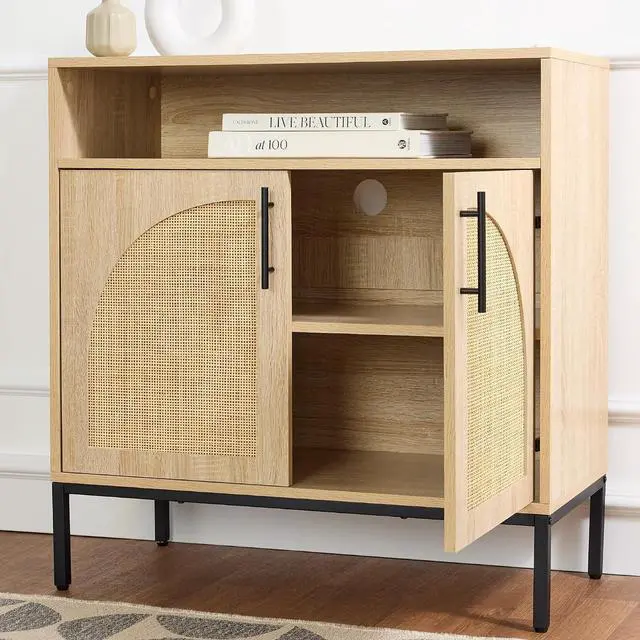 Alt view image 5 of 7 - Rattan Sideboard Buffet Cabinet, Entryway Table, Accent Storage Cabinet, Console Table for Hallway, Living Room, Dining Room - Natural