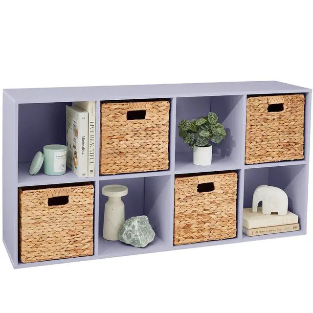Main image of Best Choice Products Kids Bookcase 8-Cube Storage Organizer, 11in Shelf Opening, Bookshelf, Toy Storage, Customizable w/ 3 Removable Back Panels Lavender