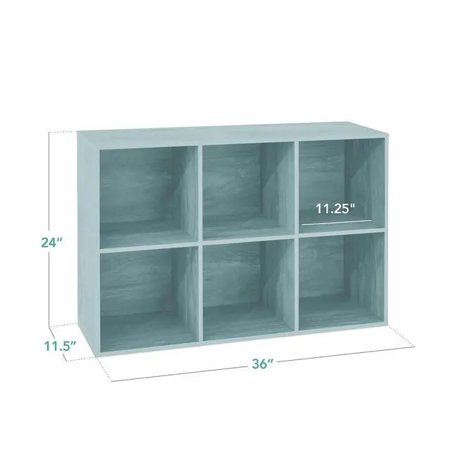 Alt view image 2 of 7 - Best Choice Products Kids Bookcase 6-Cube Storage Organizer, 11in Shelf Opening, Bookshelf, Toy Storage, Customizable w/ 3 Removable Back Panels Light Blue