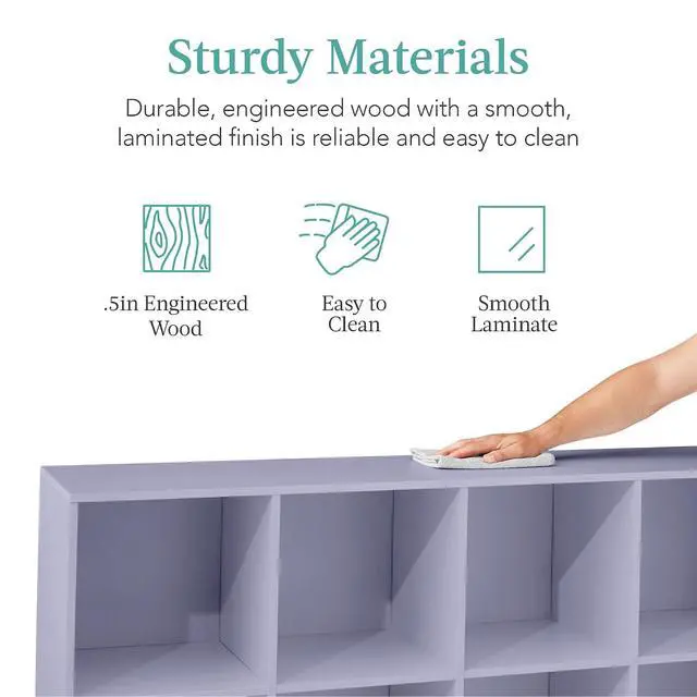 Alt view image 6 of 7 - Best Choice Products Kids Bookcase 8-Cube Storage Organizer, 11in Shelf Opening, Bookshelf, Toy Storage, Customizable w/ 3 Removable Back Panels Lavender