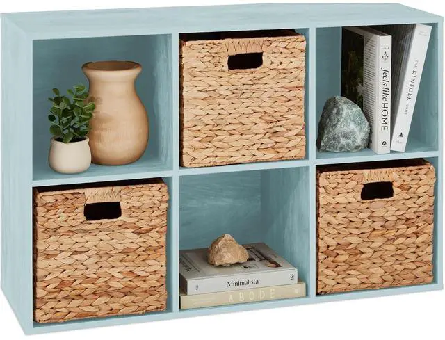 Main image of Best Choice Products Kids Bookcase 6-Cube Storage Organizer, 11in Shelf Opening, Bookshelf, Toy Storage, Customizable w/ 3 Removable Back Panels Light Blue