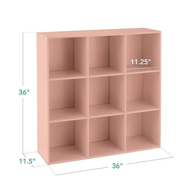 Alt view image 2 of 7 - Best Choice Products Kids Bookcase 9-Cube Storage Organizer, 11in Shelf Opening, Bookshelf, Toy Storage, Customizable w/ 3 Removable Back Panels Light Pink