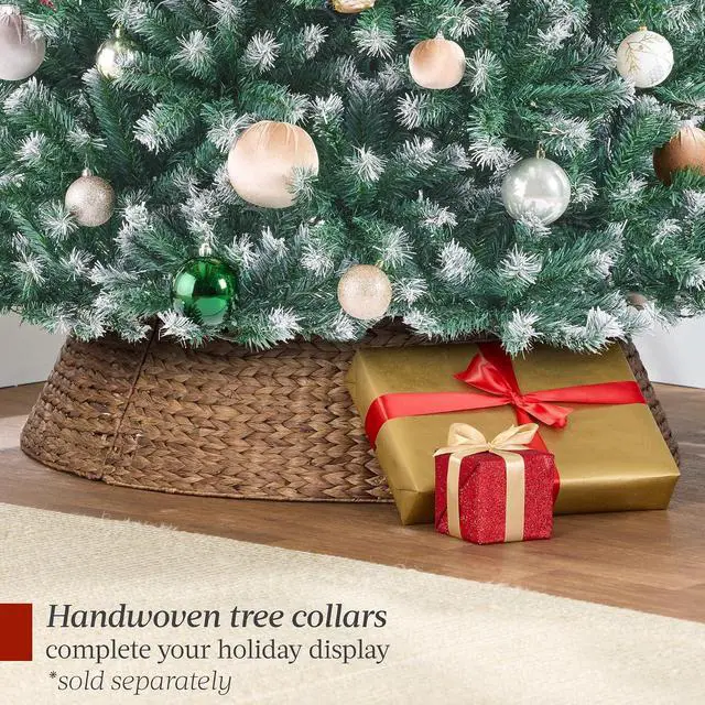 Alt view image 7 of 7 - Artificial Frosted Christmas Tree, 6ft Premium Unlit Realistic Spruce Holiday Décor w/Dense Branches, Metal Base - Blue Spruce
