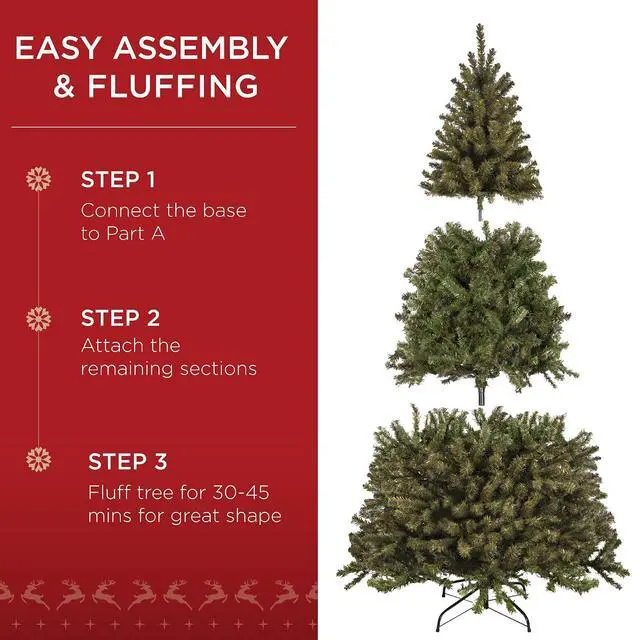 Alt view image 5 of 7 - Artificial Christmas Tree, 9ft Premium Unlit Realistic Spruce Holiday Décor w/Dense Branches, Easy Assembly, Metal Base