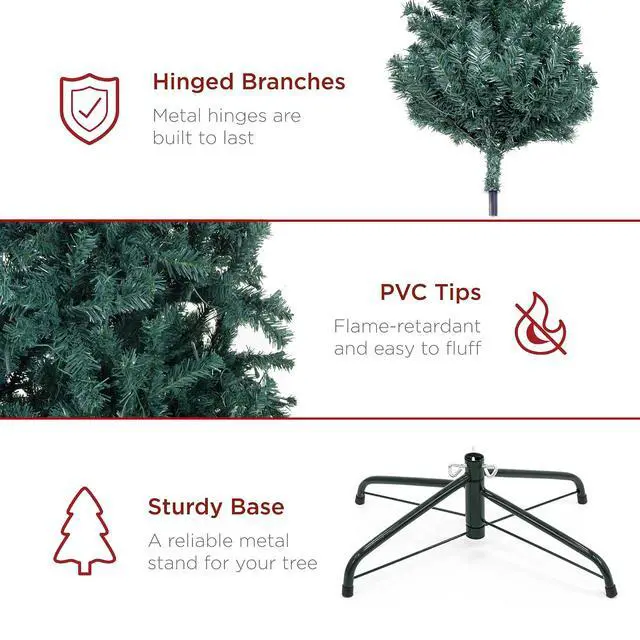Alt view image 6 of 7 - Artificial Christmas Tree, 7.5ft Premium Unlit Realistic Spruce Holiday Décor w/Dense Branches, Metal Base Blue Spruce