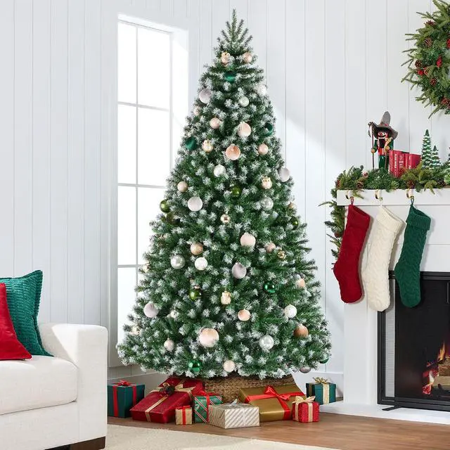 Alt view image 3 of 7 - Artificial Frosted Christmas Tree, 6ft Premium Unlit Realistic Spruce Holiday Décor w/Dense Branches, Metal Base - Green Spruce