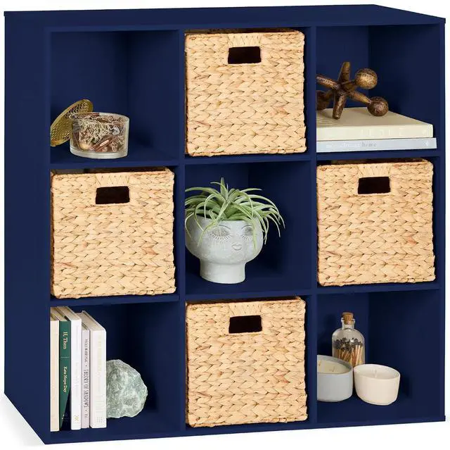 Main image of Best Choice Products Kids Bookcase 9-Cube Storage Organizer, 11in Shelf Opening, Bookshelf, Toy Storage, Customizable w/ 3 Removable Back Panels Navy