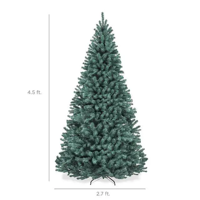 Alt view image 2 of 7 - Artificial Christmas Tree, 4.5ft Premium Unlit Realistic Spruce Holiday Décor w/Dense Branches, Metal Base Blue Spruce
