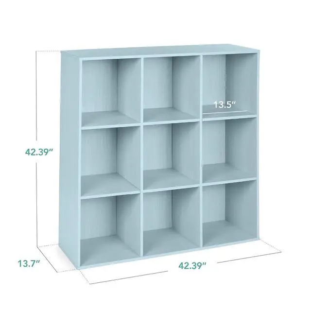 Alt view image 2 of 7 - Best Choice Products Kids Bookcase 9-Cube Storage Organizer, 13.5in Shelf Opening, Bookshelf, Toy Storage, Customizable w/ 3 Removable Back Panels Light Blue