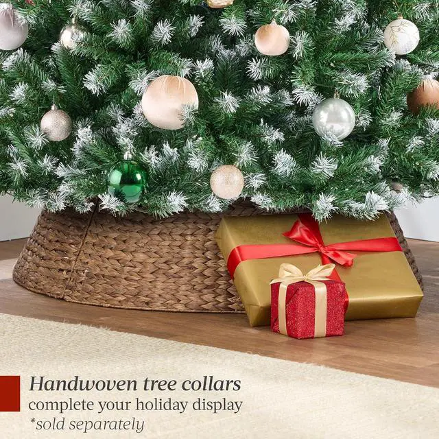 Alt view image 7 of 7 - Artificial Frosted Christmas Tree, 6ft Premium Unlit Realistic Spruce Holiday Décor w/Dense Branches, Metal Base - Green Spruce