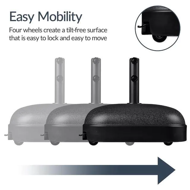 Alt view image 3 of 7 - Best Choice Products 123lb Capacity Fillable Mobile Umbrella Base, Heavy Duty Market Stand for Patio, Deck, Poolside, Easy to move w/ 4 wheels - Dome Square Black
