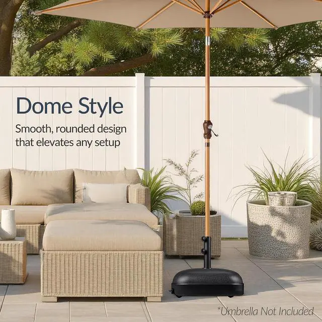 Alt view image 7 of 7 - Best Choice Products 123lb Capacity Fillable Mobile Umbrella Base, Heavy Duty Market Stand for Patio, Deck, Poolside, Easy to move w/ 4 wheels - Dome Square Black