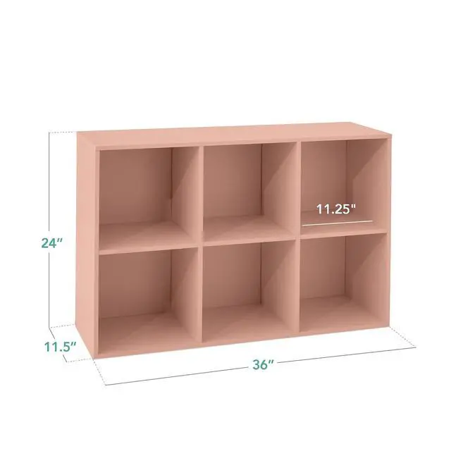 Alt view image 2 of 7 - Best Choice Products Kids Bookcase 6-Cube Storage Organizer, 11in Shelf Opening, Bookshelf, Toy Storage, Customizable w/ 3 Removable Back Panels Light Pink