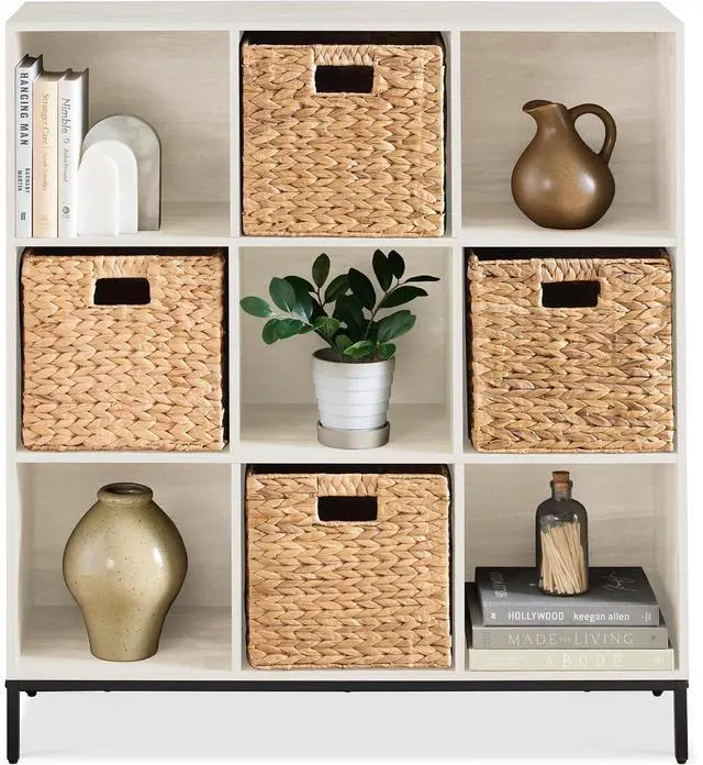 Main image of Best Choice Products 9-Cube Bookshelf, 3-Tier Wood Storage Bookcase W/Legs, 11in Shelf Opening, Cube Organizer, Living Room, Office, Nursery - Whitewash