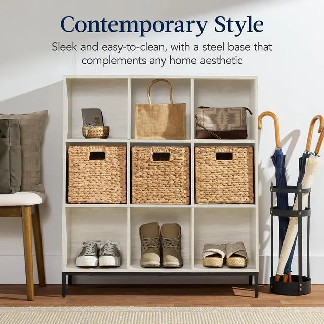Alt view image 3 of 7 - Best Choice Products 9-Cube Bookshelf, 3-Tier Wood Storage Bookcase W/Legs, 11in Shelf Opening, Cube Organizer, Living Room, Office, Nursery - Whitewash