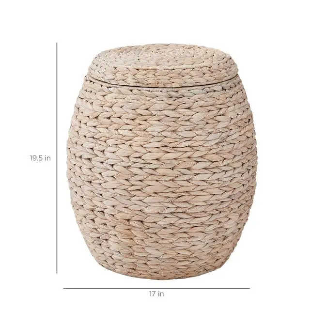 Alt view image 2 of 7 - Multipurpose Hyacinth Storage Basket, Plant Décor, Handwoven Organizer Tote for Bedroom, Living Room, Nursery, w/Lid - Whitewash