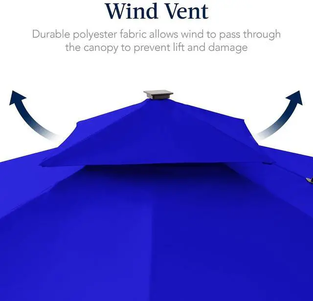 Alt view image 7 of 7 - 12x12ft LED Cantilever Patio Umbrella w/Base Included & 360° Rotation, Large Solar Offset Hanging Outdoor Sun Shade for Deck, Backyard Table w/Stand & Lights Resort Blue
