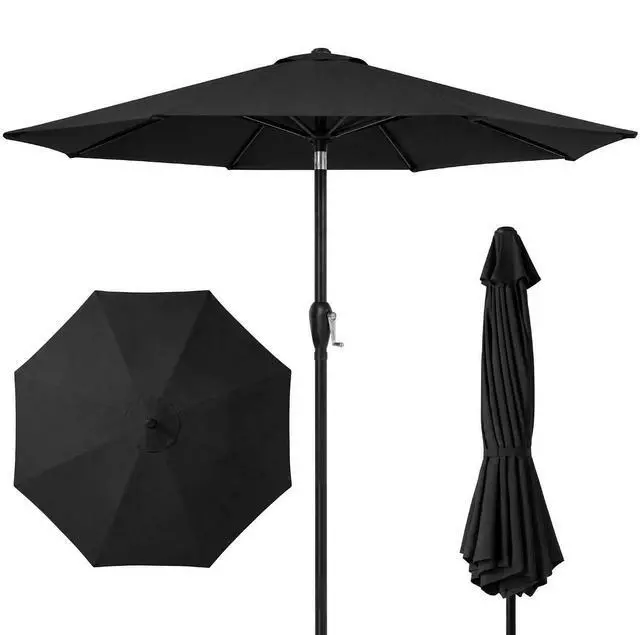 Main image of 9ft Commercial Grade Patio Umbrella, 5-Year Fade Resistant 260 GSM Polyester Canopy, Rustproof Aluminum Frame, Smooth Tilt & Crank for Patio, Restaurant, Pool & Deck - Black