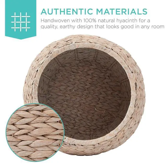 Alt view image 5 of 7 - Multipurpose Hyacinth Storage Basket, Plant Décor, Handwoven Organizer Tote for Bedroom, Living Room, Nursery, w/Lid - Whitewash