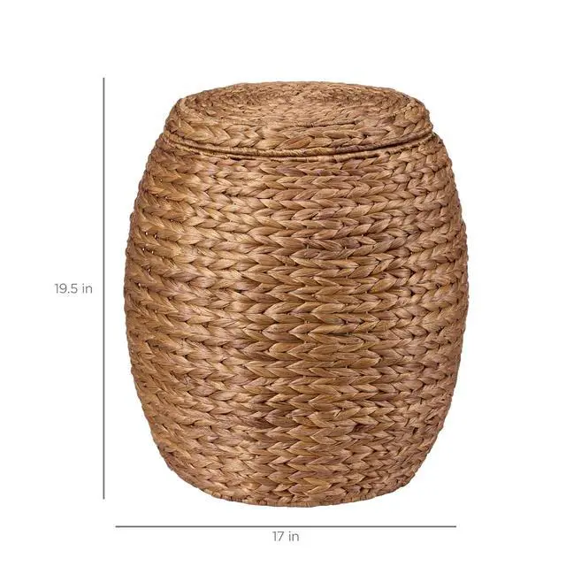 Alt view image 2 of 7 - Multipurpose Hyacinth Storage Basket, Plant Décor, Handwoven Organizer Tote for Bedroom, Living Room, Nursery, w/Lid - Chestnut