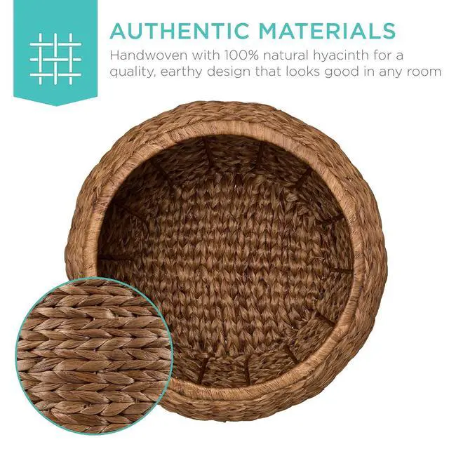 Alt view image 5 of 7 - Multipurpose Hyacinth Storage Basket, Plant Décor, Handwoven Organizer Tote for Bedroom, Living Room, Nursery, w/Lid - Chestnut