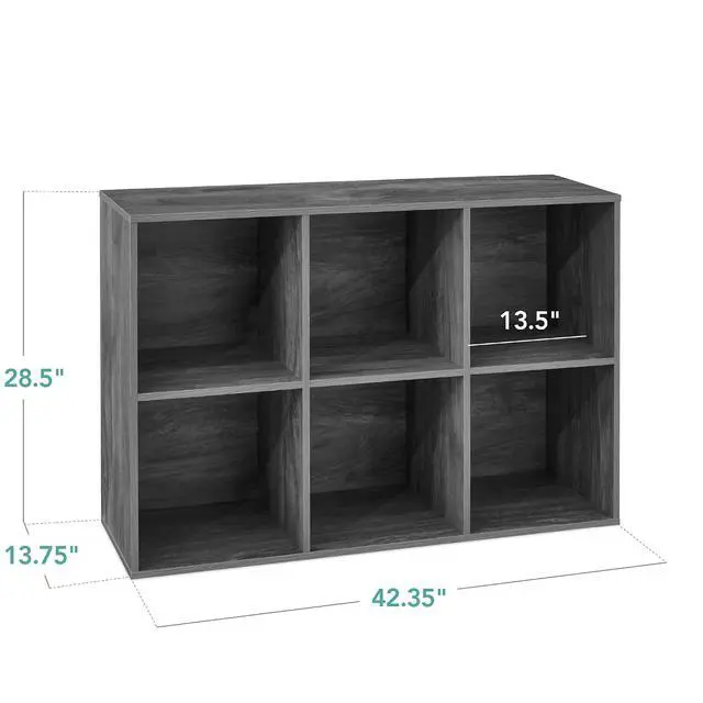 Alt view image 2 of 7 - Best Choice Products 6-Cube Storage Organizer, 13.5in Shelf Opening, Bookcase, Display Shelf, Customizable w/ 3 Removable Back Panels Dark Gray