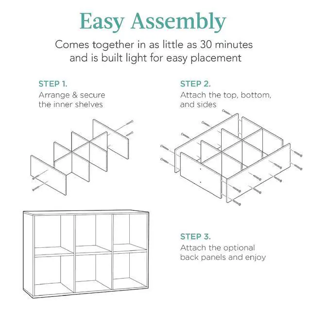 Alt view image 7 of 7 - Best Choice Products Kids Bookcase 6-Cube Storage Organizer, 13.5in Shelf Opening, Bookshelf, Toy Storage, Customizable w/ 3 Removable Back Panels Gray