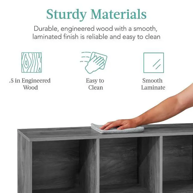 Alt view image 6 of 7 - Best Choice Products 6-Cube Storage Organizer, 13.5in Shelf Opening, Bookcase, Display Shelf, Customizable w/ 3 Removable Back Panels Dark Gray
