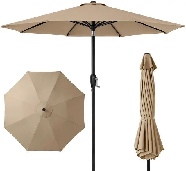 Main image of 9ft Commercial Grade Patio Umbrella, 5-Year Fade Resistant 260 GSM Polyester Canopy, Rustproof Aluminum Frame, Smooth Tilt & Crank for Patio, Restaurant, Pool & Deck - Tan