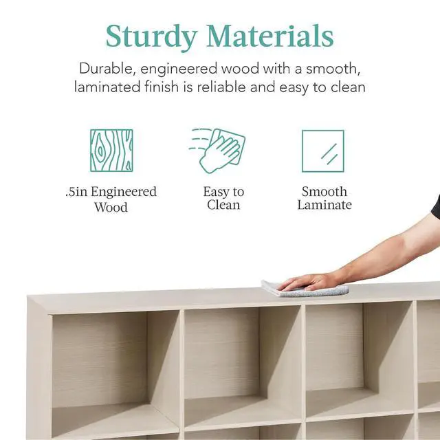 Alt view image 6 of 7 - Best Choice Products 8-Cube Storage Organizer, 13.5in Shelf Opening, Bookcase, Display Shelf, Customizable w/ 2 Removable Back Panels Whitewash