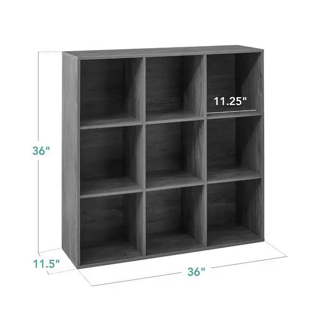 Alt view image 2 of 7 - Best Choice Products 9-Cube Storage Organizer, 11in Shelf Opening, Bookcase, Display Shelf, Customizable w/ 3 Removable Back Panels - Dark Gray