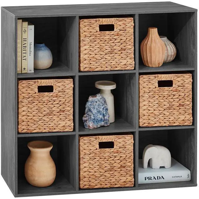 Main image of Best Choice Products 9-Cube Storage Organizer, 11in Shelf Opening, Bookcase, Display Shelf, Customizable w/ 3 Removable Back Panels - Dark Gray