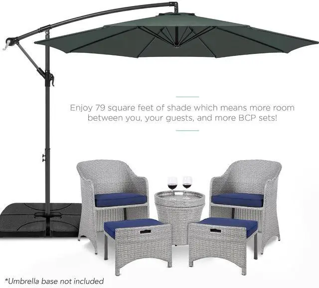 Alt view image 2 of 7 - 10ft Offset Cantilever Hanging Market Patio Umbrella, 8 Sturdy Ribs, Easy Adjustment - Slate