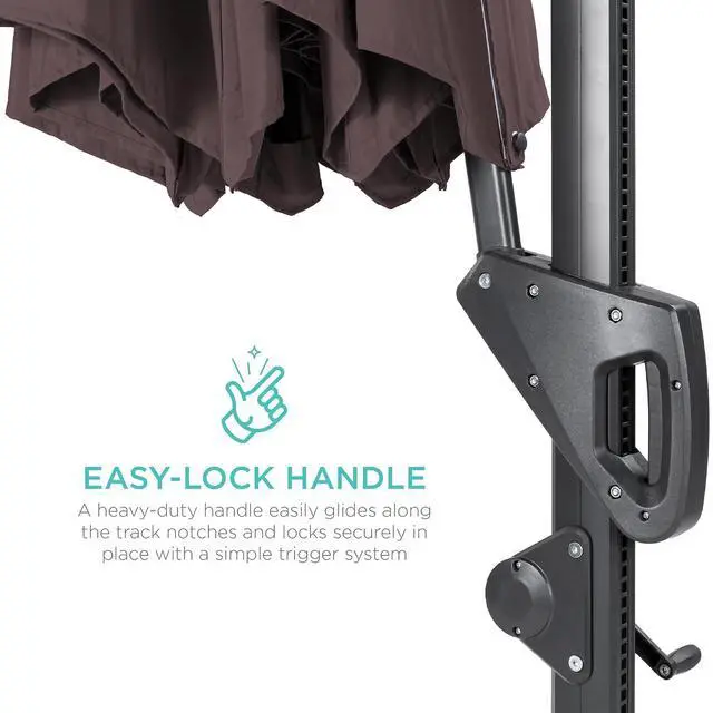 Alt view image 4 of 7 - 10ft Solar LED Cantilever Patio Umbrella, 360-Degree Rotation Hanging Offset Market Outdoor Sun Shade for Backyard, Deck, Poolside w/Lights, Easy Tilt, Cross Base - Deep Taupe