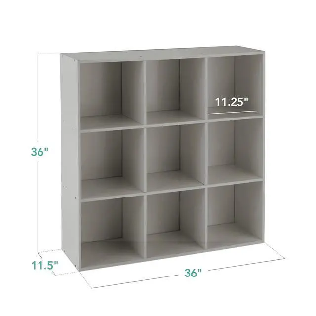 Alt view image 2 of 7 - Best Choice Products Kids Bookcase 9-Cube Storage Organizer, 11in Shelf Opening, Bookshelf, Toy Storage, Customizable w/ 3 Removable Back Panels Gray
