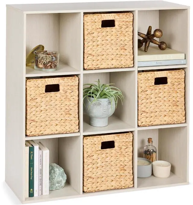 Main image of Best Choice Products 9-Cube Storage Organizer, 13.5in Shelf Opening, Bookcase, Display Shelf, Customizable w/ 3 Removable Back Panels Whitewash